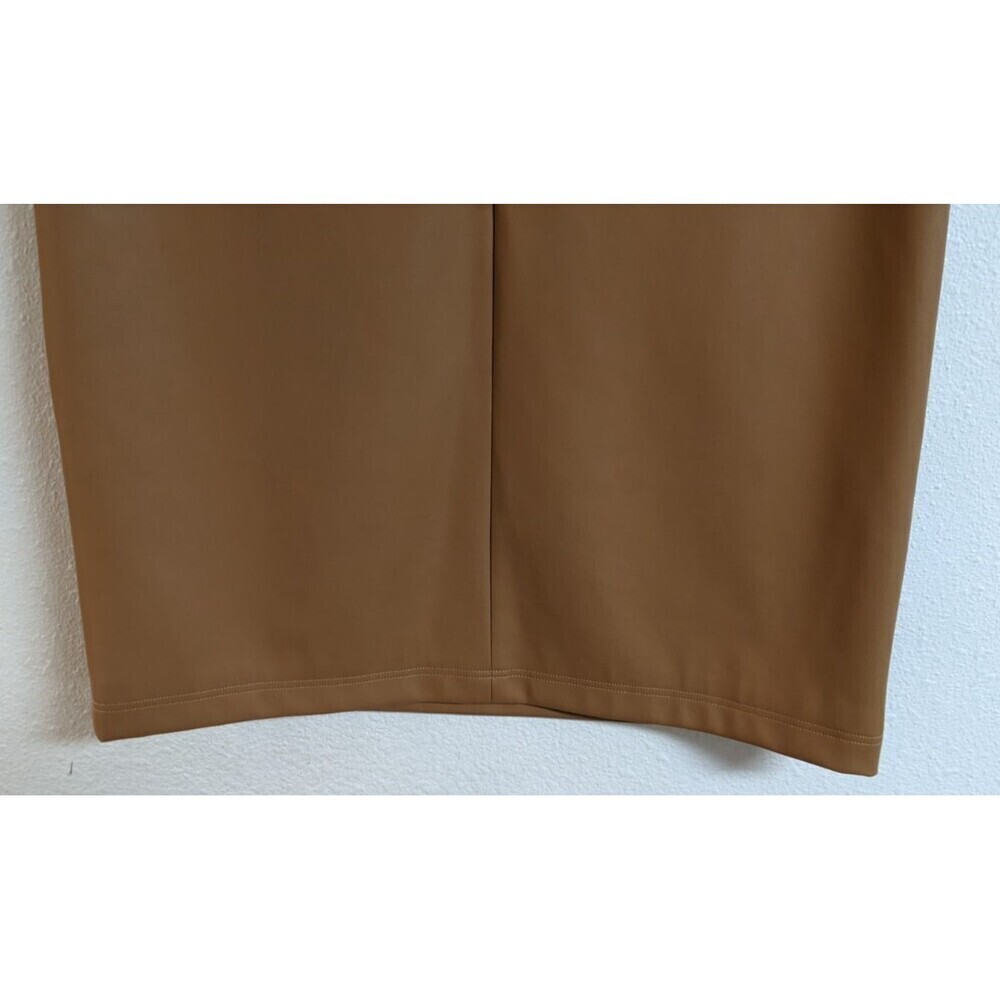 NWOT~Women's THEORY Tan Faux Leather Mod Sleeveless Shift Dress 6 - Picture 8 of 11